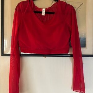 ALO Airlift Ballet Dream Long Sleeve Bra Top Red large brand new